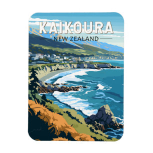Kaikoura Nieuw-Zeeland Travel Art Vintage Magneet