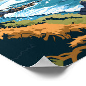 Kaikoura Nieuw-Zeeland Travel Art Vintage Poster (Hoek)