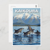 Kaikoura Nieuw-Zeelandse dolfijnen reizen Briefkaart (Voorkant / Achterkant)