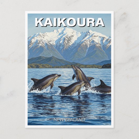 Kaikoura Nieuw-Zeelandse dolfijnen reizen Briefkaart (Voorkant)