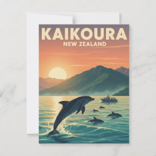 Kaikoura Nieuw-Zeelandse dolfijnen reizen Briefkaart
