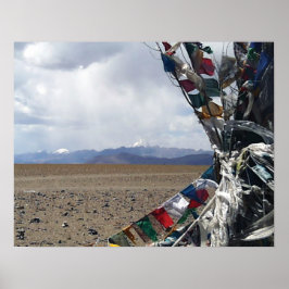 Kailash First Uitzicht Prayerflags in Foreground Poster