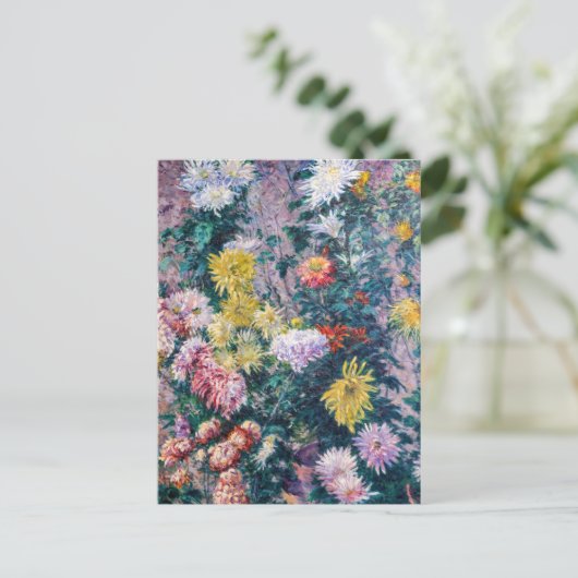 Kaillebotte - Witte en Gele Chrysanthema Briefkaart (Staand voorkant)