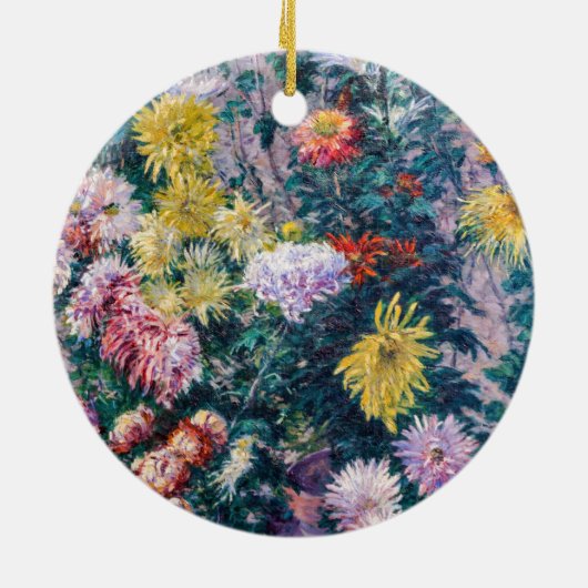 Kaillebotte - Witte en Gele Chrysanthema Keramisch Ornament (Achterkant)