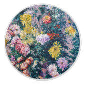 Kaillebotte - Witte en Gele Chrysanthema Keramische Knop (Voorkant)