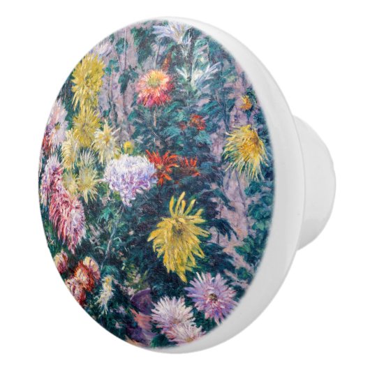 Kaillebotte - Witte en Gele Chrysanthema Keramische Knop (Rechts)