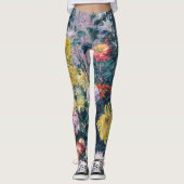 Kaillebotte - Witte en Gele Chrysanthema Leggings (Voorkant)