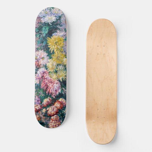 Kaillebotte - Witte en Gele Chrysanthema Persoonlijk Skateboard (Voorkant)