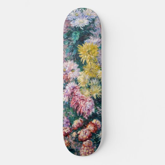 Kaillebotte - Witte en Gele Chrysanthema Persoonlijk Skateboard (Voorkant)