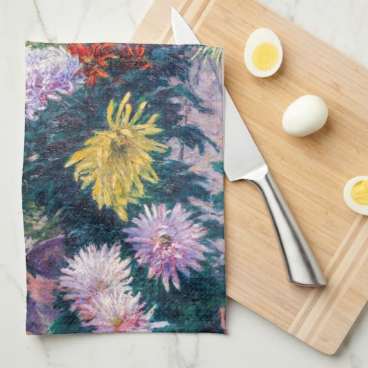 Kaillebotte - Witte en Gele Chrysanthema Theedoek (Quarter Fold)