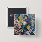 Kaillebotte - Witte en Gele Chrysanthema Vierkante Button 5,1 Cm (Voorkant /achterkant)