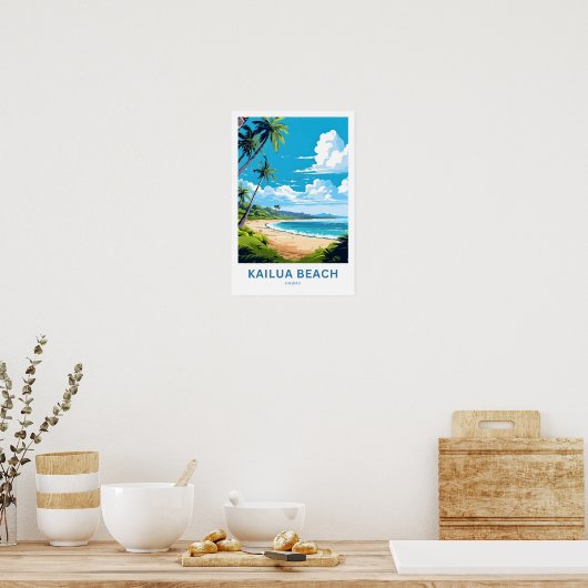 Kailua Beach Hawaii Reisprint Poster (Keuken)