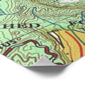 Kailua en Kaneohe Oahu  kaart Poster (Hoek)