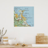 Kailua en Kaneohe Oahu  kaart Poster (Keuken)