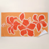 Kailua Hibiscus Hawaiian Engineered Floral — Oranj Strandlaken (Voorkant)