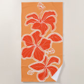Kailua Hibiscus Hawaiian Engineered Floral — Oranj Strandlaken (Voorkant)