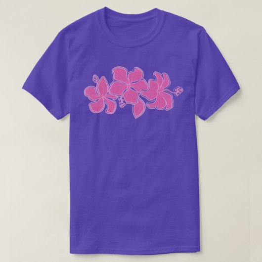 Kailua Hibiscus Hawaiian Engineered Floral Pink Te T-shirt (Design voorkant)