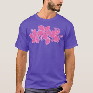 Kailua Hibiscus Hawaiian Engineered Floral Pink Te T-shirt