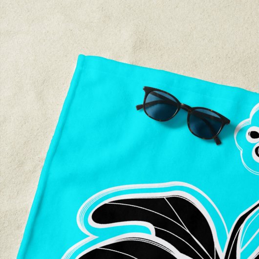 Kailua Hibiscus Hawaiian Engineered Floral - Turq Strandlaken (In situ)