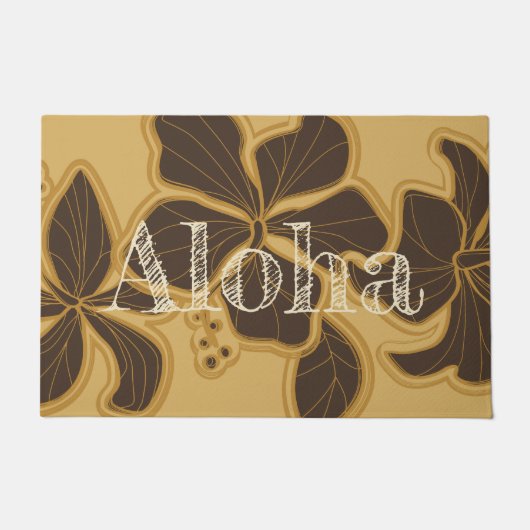 Kailua Hibiscus Hawaiian Floral Aloha Gold Deurmat (Voorkant)
