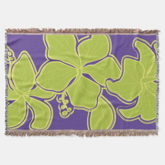 Kailua Hibiscus Hawaiian Floral Throw Blanket Deken (Voorkant)