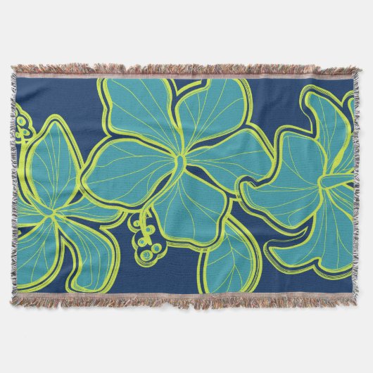 Kailua Hibiscus Hawaiian Floral Throw Blanket Deken (Voorkant)