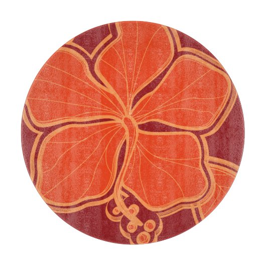 Kailua Hibiscus Hawaiian Glass Cutting Board Snijplank (Voorkant)