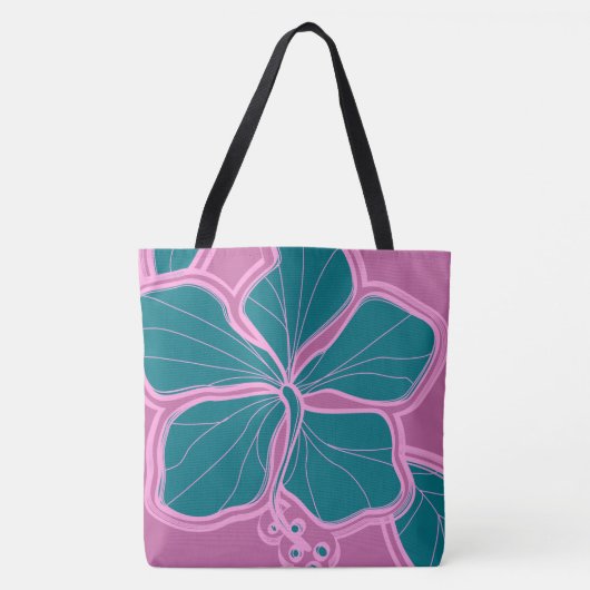 Kailua Hibiscus Hawaiian Reversible Beach Bag Tote Bag (Voorkant)