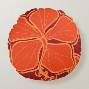Kailua Hibiscus Hawaiian Reversible Floral Rond Kussen