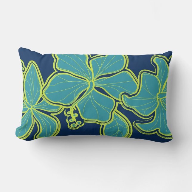 Kailua Hibiscus Hawaiian Reversible Lumbar Pillow Kussen (Voorkant)