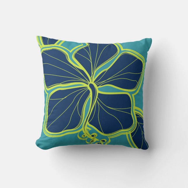 Kailua Hibiscus Hawaiian Reversible Square Pillow Kussen (Voorkant)