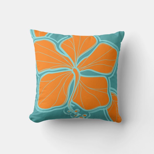 Kailua Hibiscus Hawaiian Reversible Square Pillow Kussen (Voorkant)