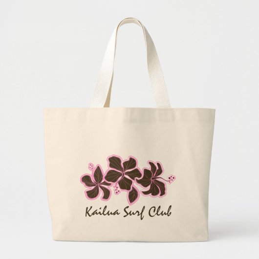 Kailua Hibiscus Surf Club Strandtas Grote Tote Bag (Voorkant)