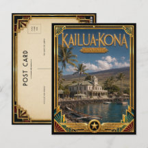 Kailua-Kona Hawaï Vintage Art Deco Gouden Tijdperk