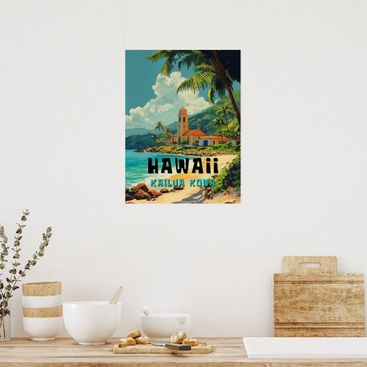  Kailua Kona Hawaii Beach Poster (Keuken)