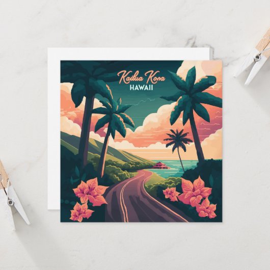 Kailua Kona Hawaii Big Island Sunset Retro (Voorkant / Achterkant in situ)