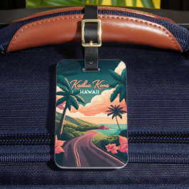 Kailua Kona Hawaii Big Island Sunset Retro Bagagelabel