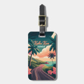 Kailua Kona Hawaii Big Island Sunset Retro Bagagelabel (Voorkant verticaal)