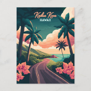 Kailua Kona Hawaii Big Island Sunset Retro Briefkaart