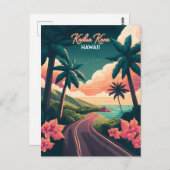 Kailua Kona Hawaii Big Island Sunset Retro Briefkaart (Voorkant / Achterkant)