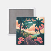 Kailua Kona Hawaii Big Island Sunset Retro Magneet (Voorkant / Achterkant)