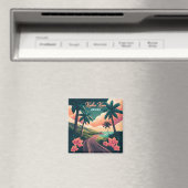 Kailua Kona Hawaii Big Island Sunset Retro Magneet (Insitu (Vaatwasser))