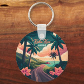 Kailua Kona Hawaii Big Island Sunset Retro Sleutelhanger (Voorkant)