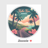 Kailua Kona Hawaii Big Island Sunset Retro Sticker (Vel)