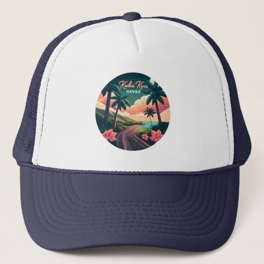Kailua Kona Hawaii Big Island Sunset Retro Trucker Pet (Voorkant)