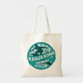 Kailua Kona Hawaii blauwgroen surfer logo canvas t Tote Bag (Voorkant)