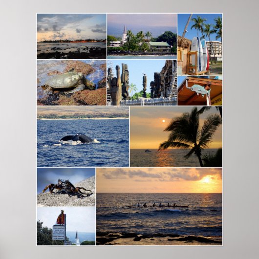 Kailua Kona Hawaii Collage 16 X 20 Poster (Voorkant)