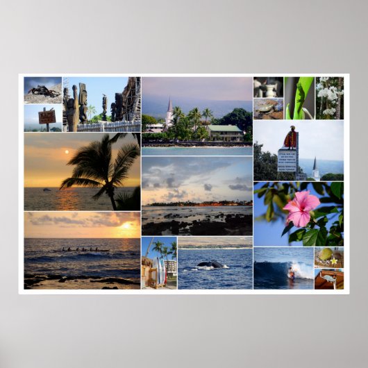 Kailua-Kona Hawaii Collage 36 x 24 Poster (Voorkant)