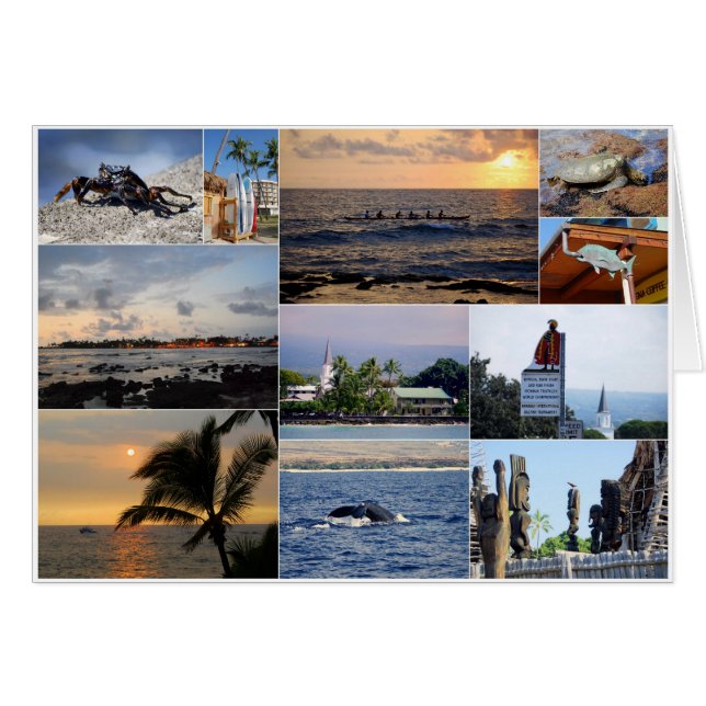 Kailua Kona Hawaii Collage Card (Voorkant Horizontaal)