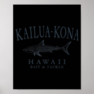 Kailua - kona hawaii haai retro leisteen kunst vis poster